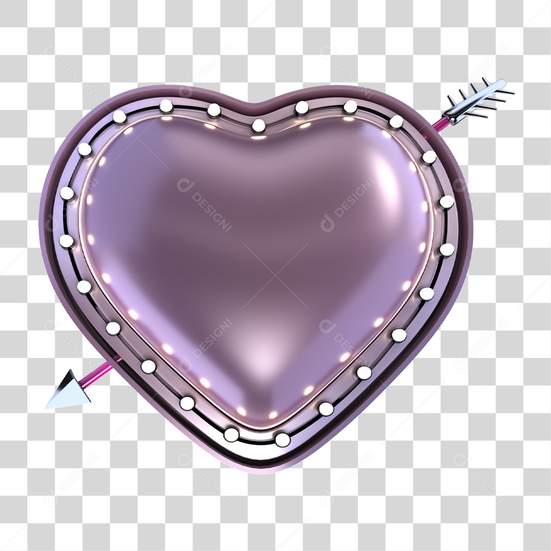 Elemento 3D Para Composição Coração Com Flecha PNG Transparente