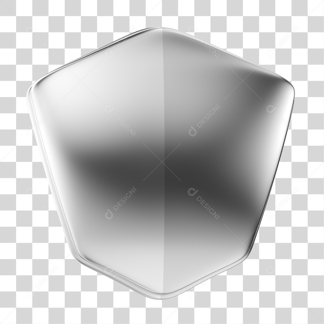Elemento 3D Escudo Prateado PNG Transparente Sem Fundo