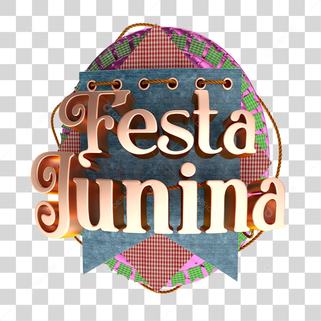 Selo 3D Festa Junina PNG Transparente Sem Fundo