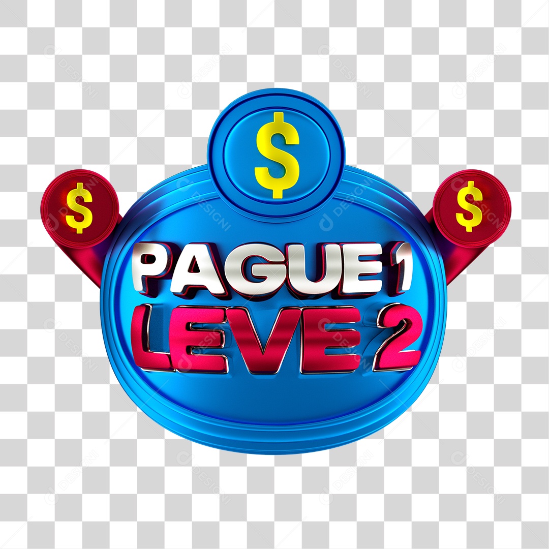 Selo 3D Pague 1 Leve 2 PNG Transparente Sem Fundo