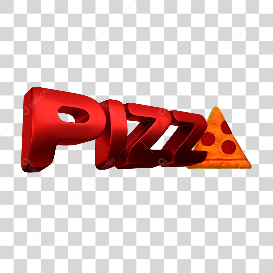 Texto 3D Pizza Para Composição PNG Transparente Sem Fundo