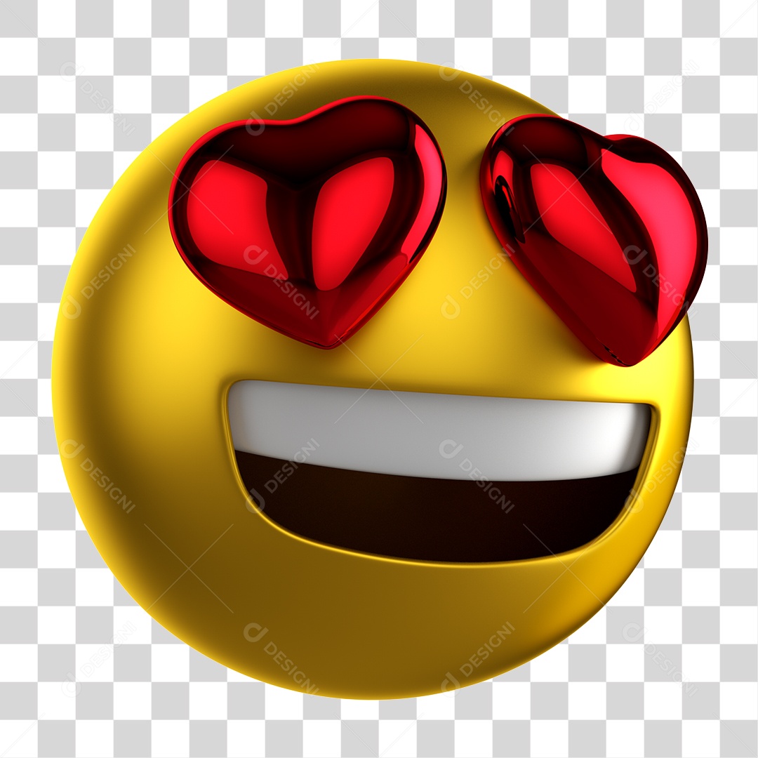 Elemento 3D Emoji Apaixonado PNG Transparente