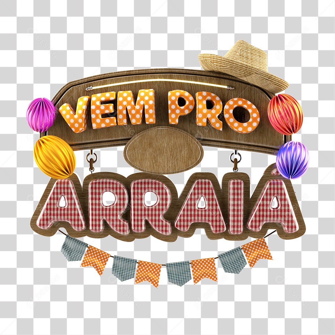 Selo 3D São João Social Vem Pro Arraiá PNG Transparente Sem Fundo