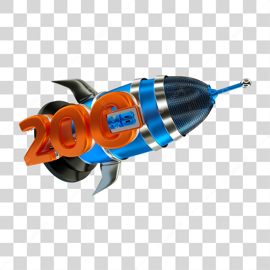 Elemento 3D Foguete Com Número 200 PNG Transparente Sem Fundo