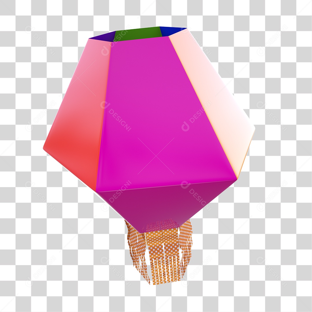 Elemento 3D Balão de São João  Social PNG Transparente Sem Fundo