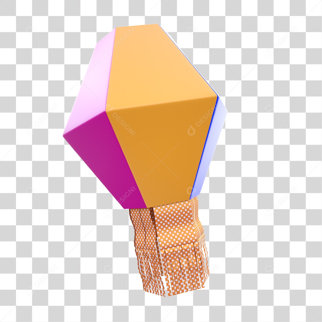 Elemento 3D Balão de São João Social PNG Transparente Sem Fundo