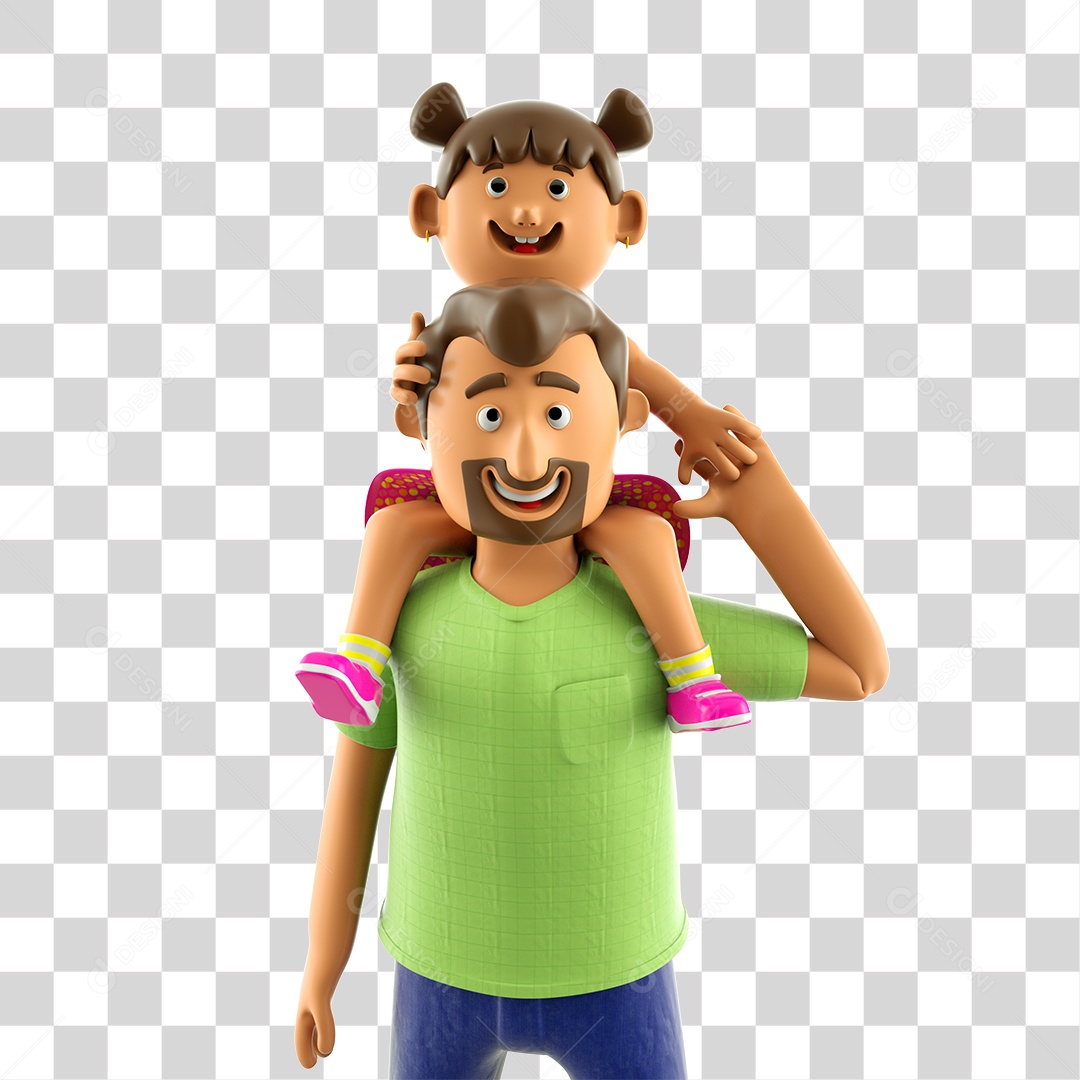 Ilustração 3D Pai e Filha PNG Transparente Sem Fundo