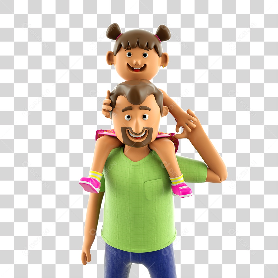 Ilustração 3D Pai e Filha PNG Transparente Sem Fundo