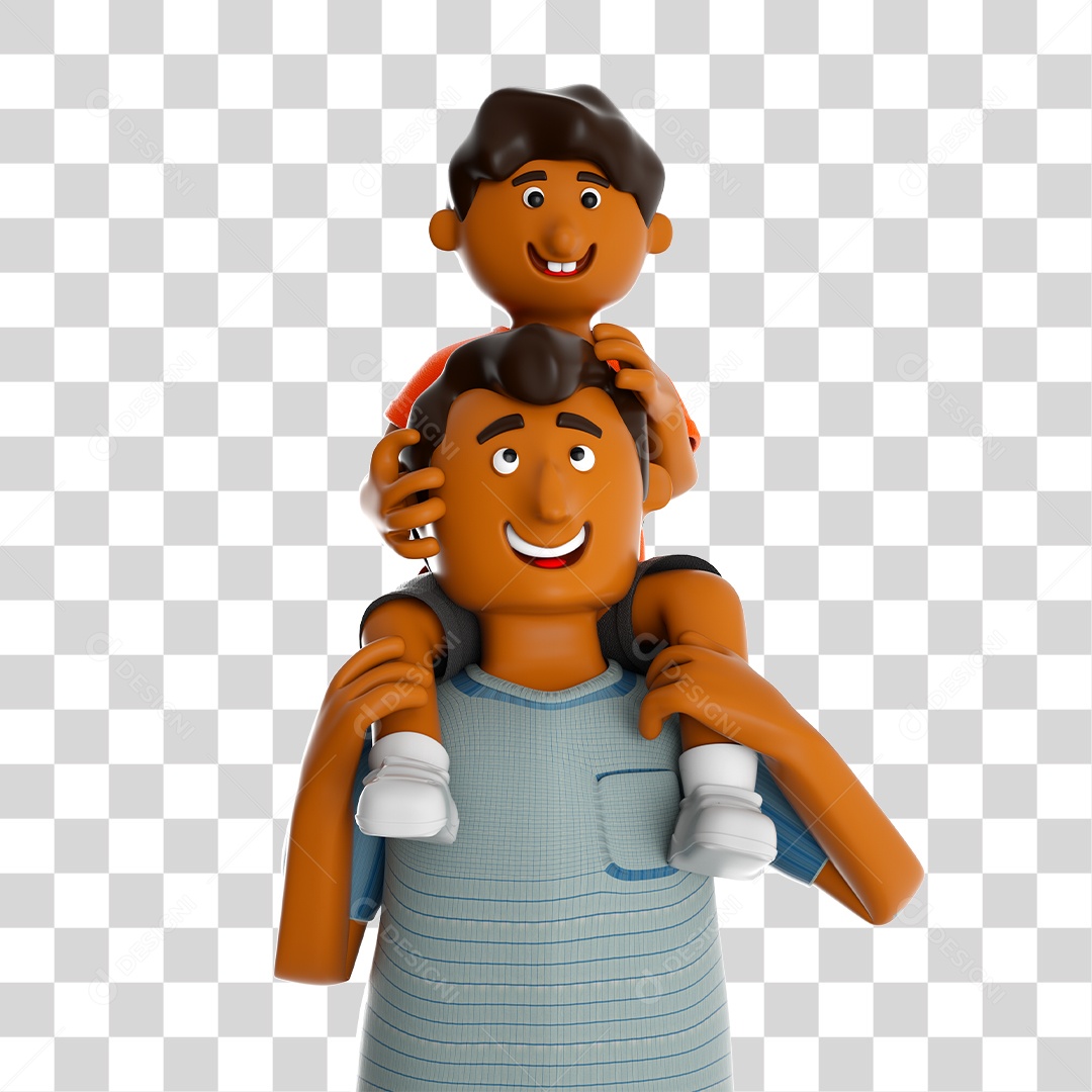 Ilustração 3D Pai e Filho PNG Transparente Sem Fundo