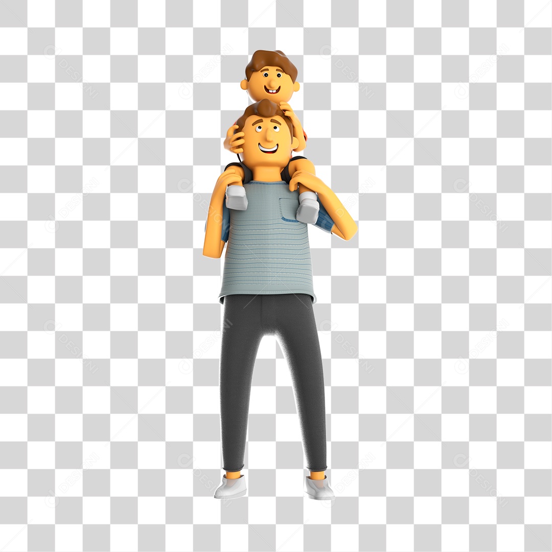Ilustração 3D Pai e Filho PNG Transparente Sem Fundo