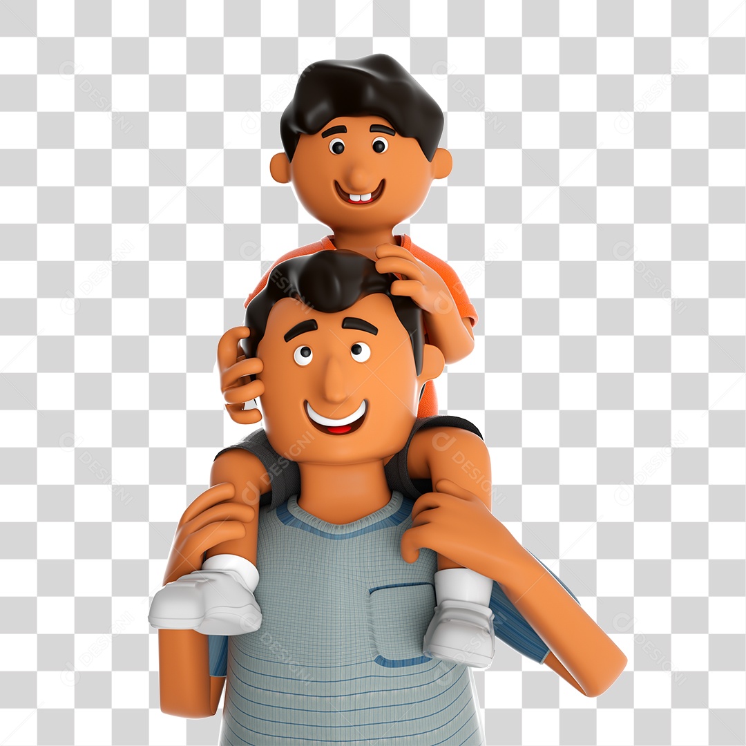 Ilustração 3D Pai e Filho PNG Transparente Sem Fundo