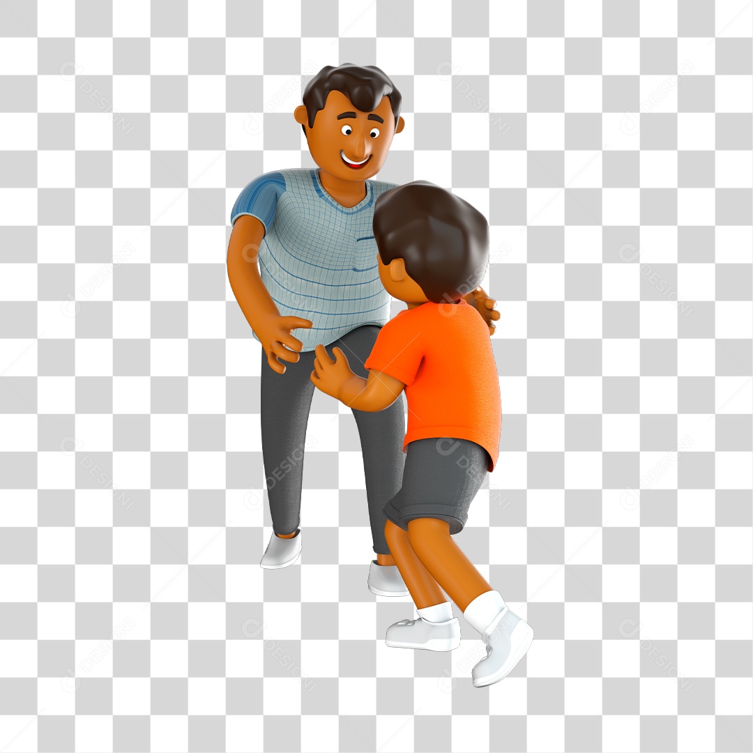 Ilustração 3D Pai e Filho PNG Transparente Sem Fundo