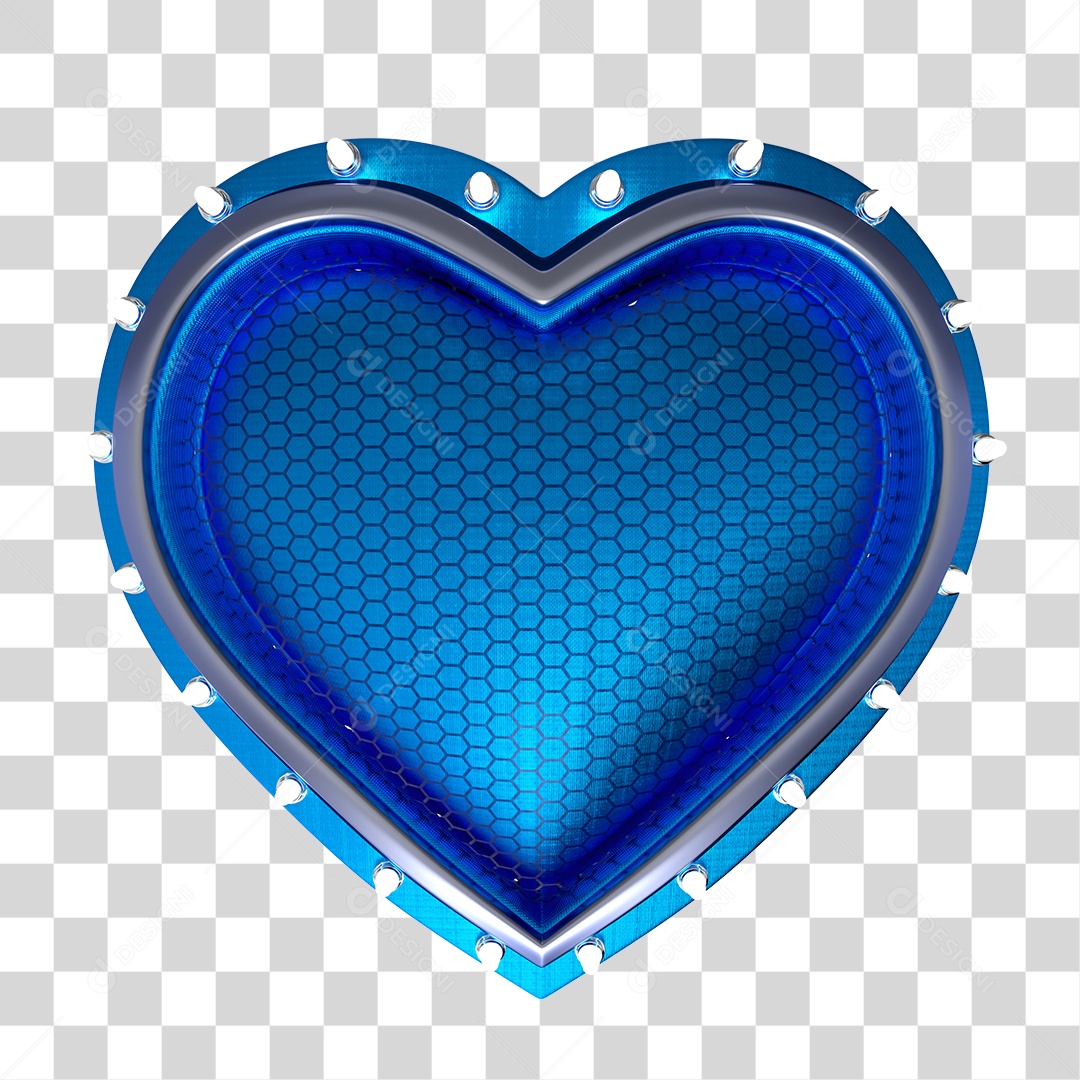 Elemento 3D Dia dos Pais Coração Azul PNG Transparente Sem Fundo