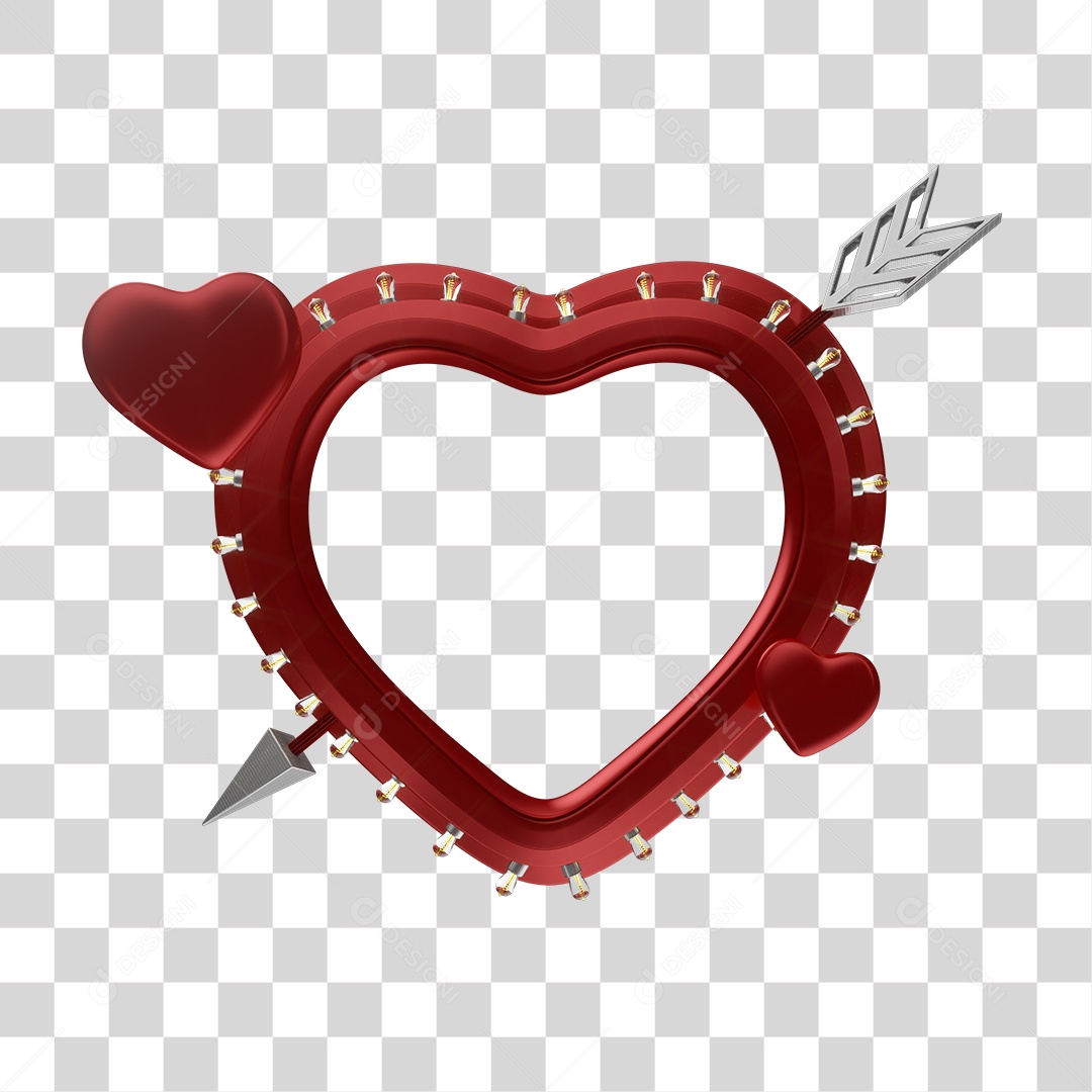 Elemento 3D Para Composição Coração Com Flecha PNG Transparente