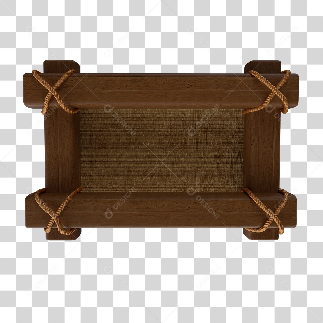 Moldura de Madeira Marrom Com Cordas PNG Transparente