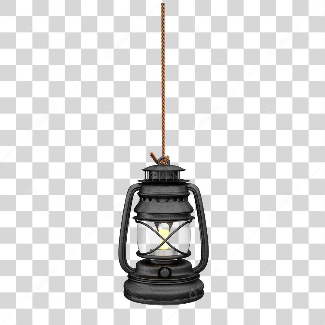 Elemento 3D Lampião Preto PNG Transparente