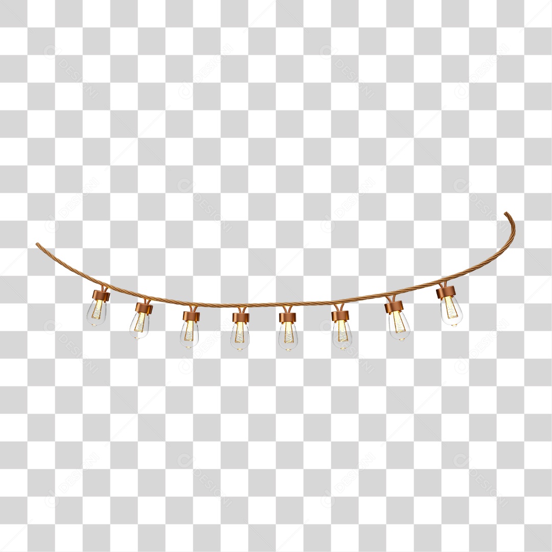 Elemento 3D Para Composição Enfeite de Corda Segurando Lâmpadas PNG Transparente