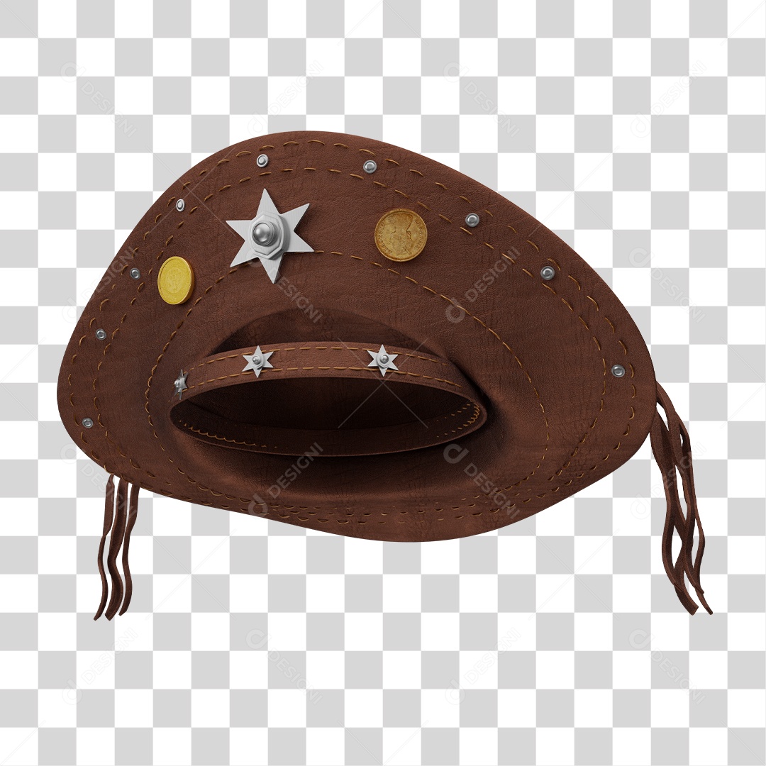 Chapéu de Festa Junina Marom São João Elemento 3D Para Composição PNG Transparente