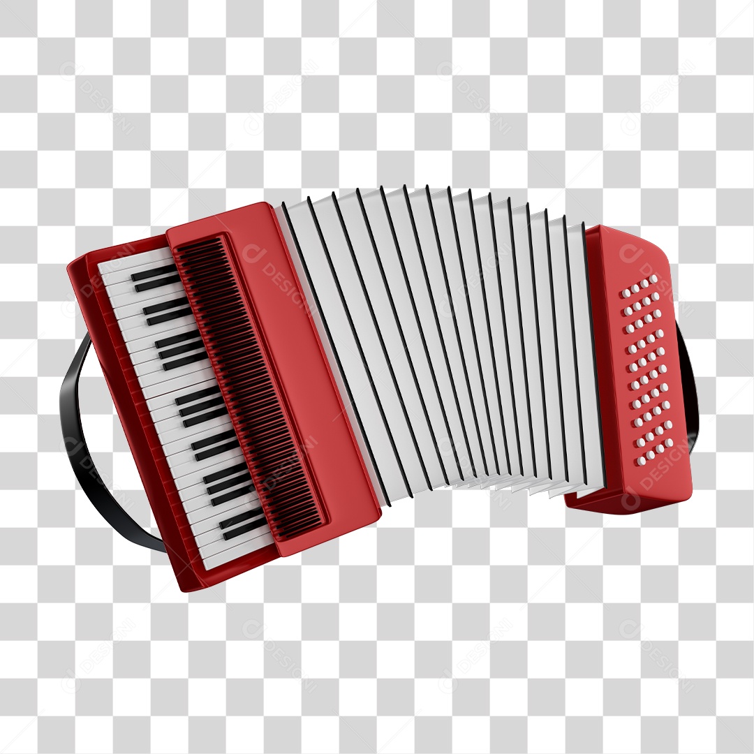 Elemento 3D Para Composição Sanfona PNG Transparente