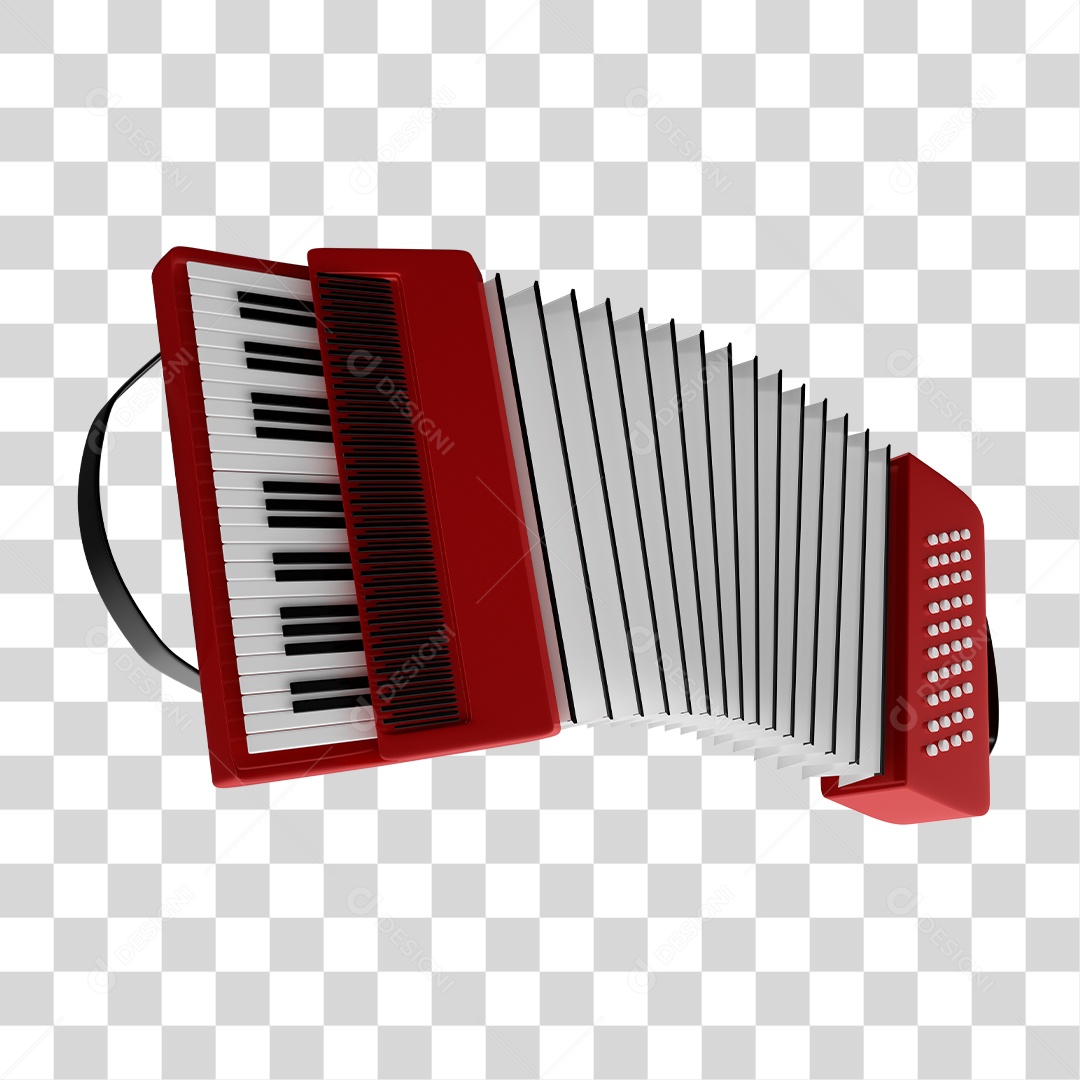 Elemento 3D Para Composição Sanfona PNG Transparente