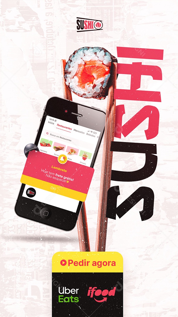 Story Restaurante Comida Japonesa Sushi Produto da Mais Alta Qualidade Social Media PSD Editável