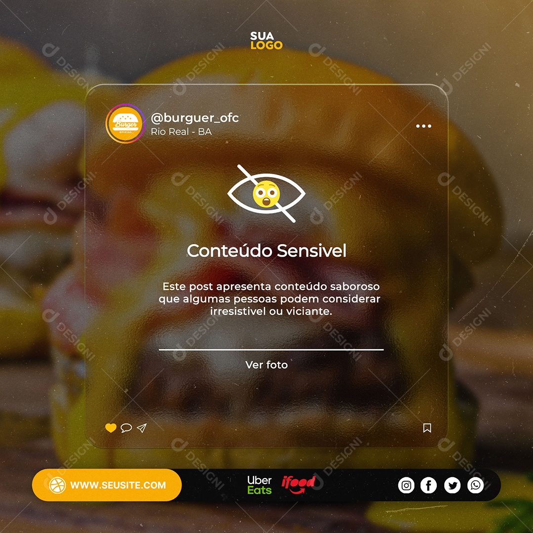 Hamburgueria Este Post Apresenta Conteúdo Saboroso ou Viciante Social Media PSD Editável