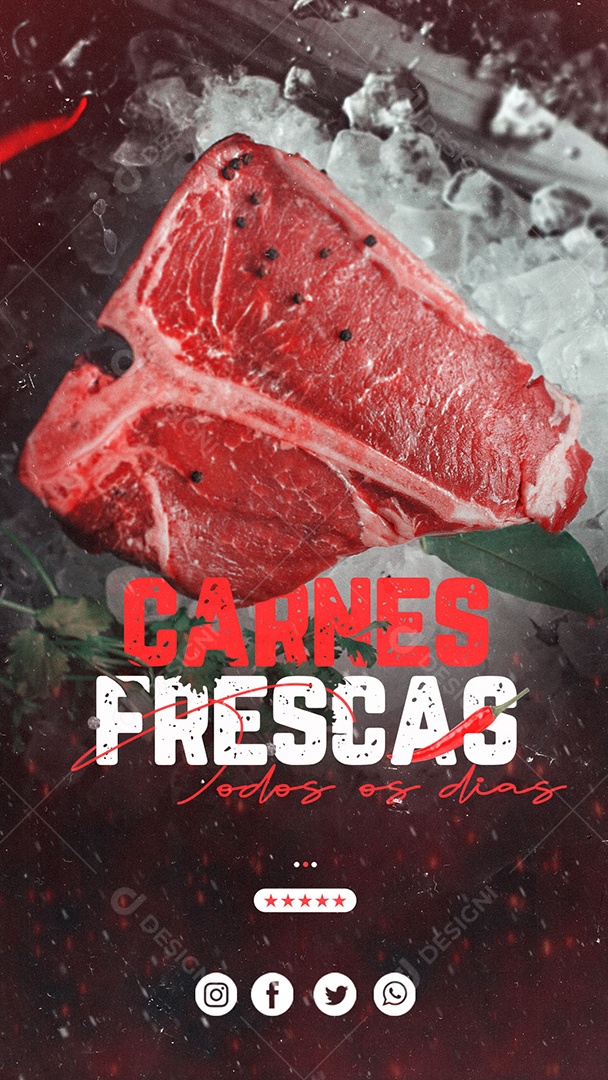 Story Carnes Frescas Todos os Dias Venha Conferir Social Media PSD Editável