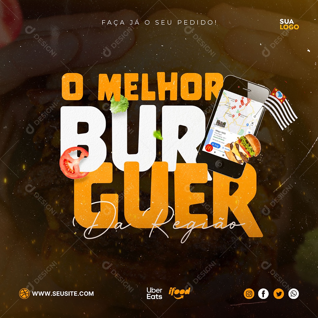 O Melhor Burguer Venha Conferir Social Media PSD Editável