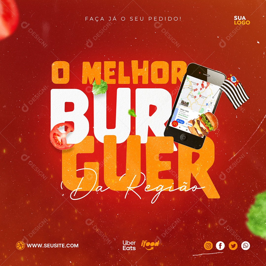 O Melhor Burguer Venha Conferir Social Media PSD Editável