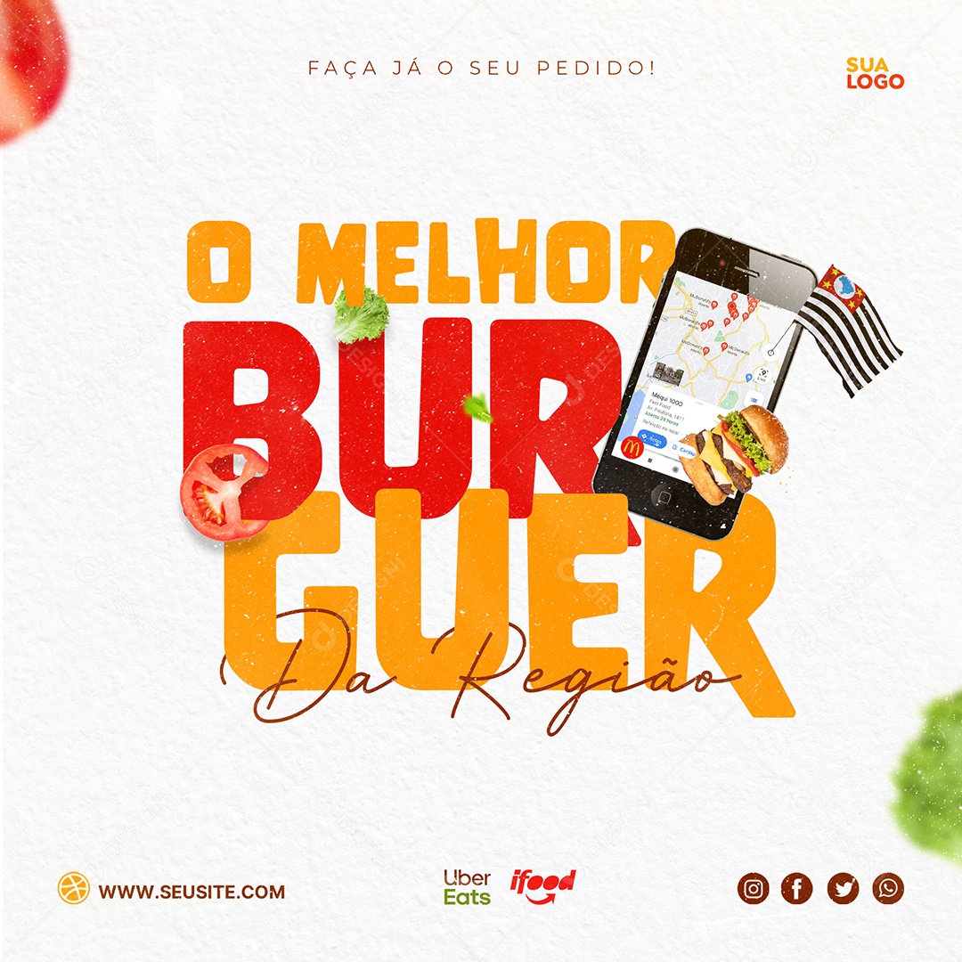 O Melhor Burguer Venha Conferir Social Media PSD Editável
