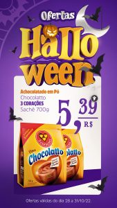 Ofertas de Halloween Achocolatado em Pó 3 Corações 5,39 Supermercado Social Media PSD Editável