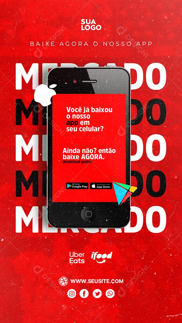 Story Baixe O Nosso App Em Seu Celular Social Media PSD Editável