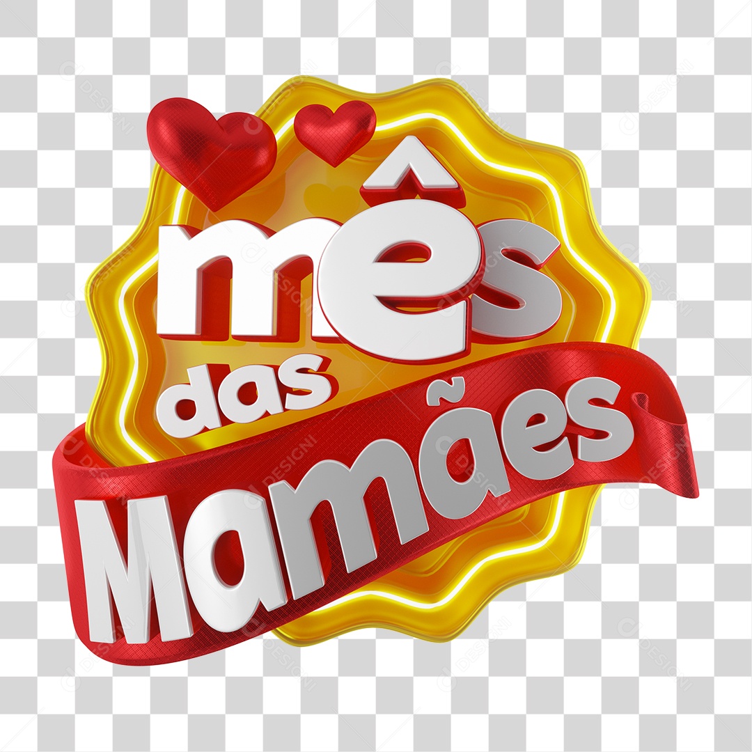Selo 3D Para Composição Mês Das Mamães PNG Transparente