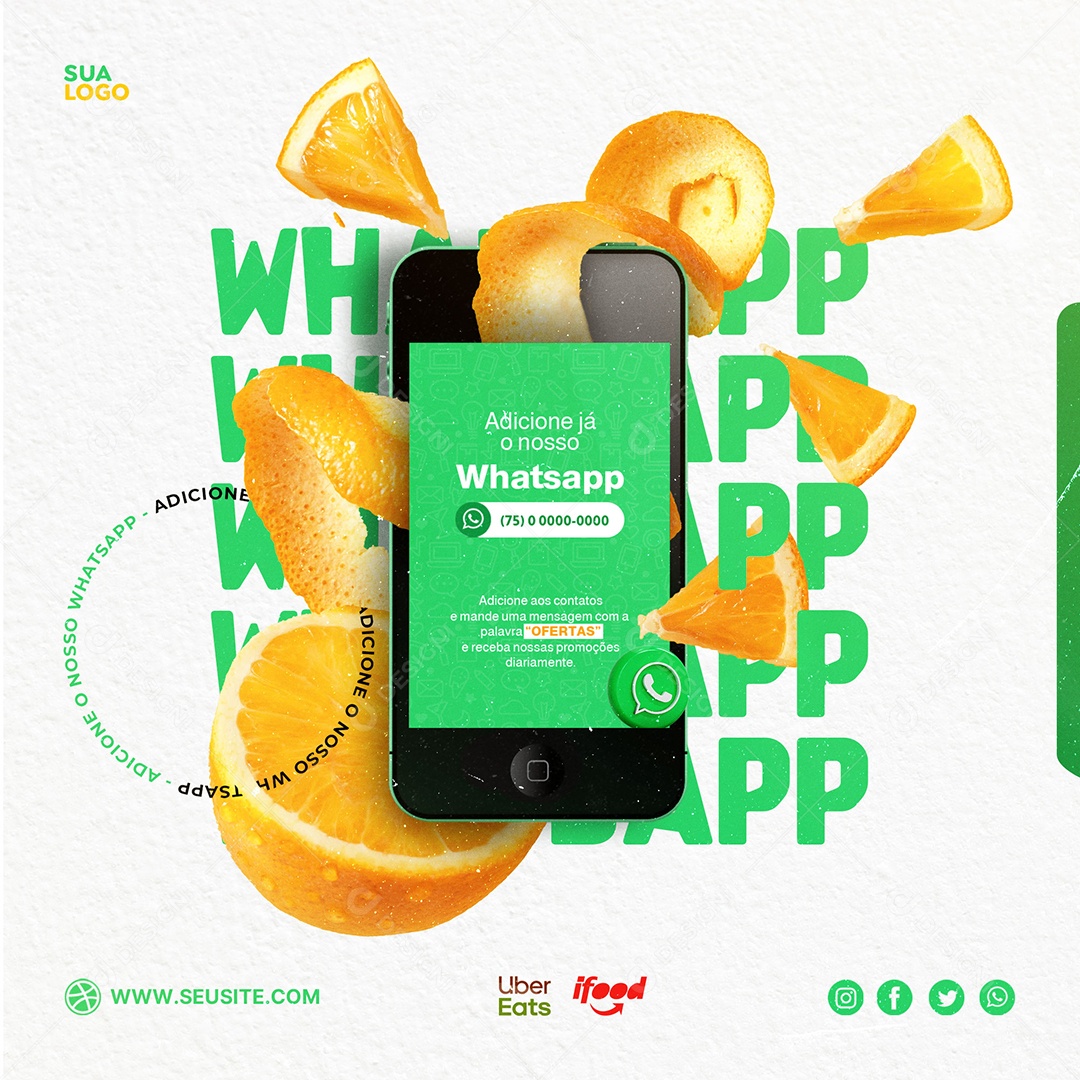 Adicione o Nosso Whatsapp Social Media PSD Editável