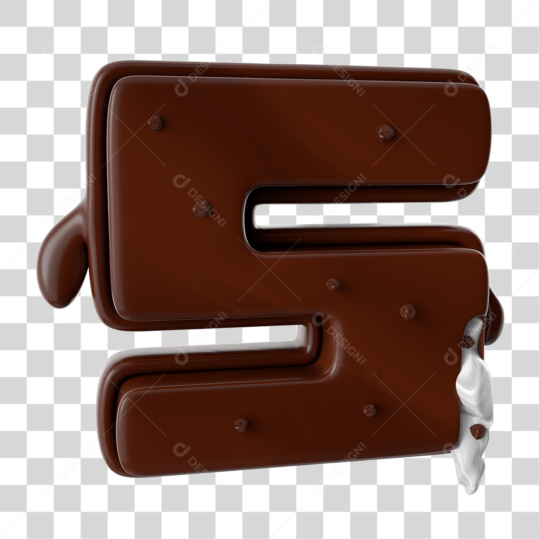 Elemento 3D Para Composição Letra S Com Textura de Chocolate PNG Transparente