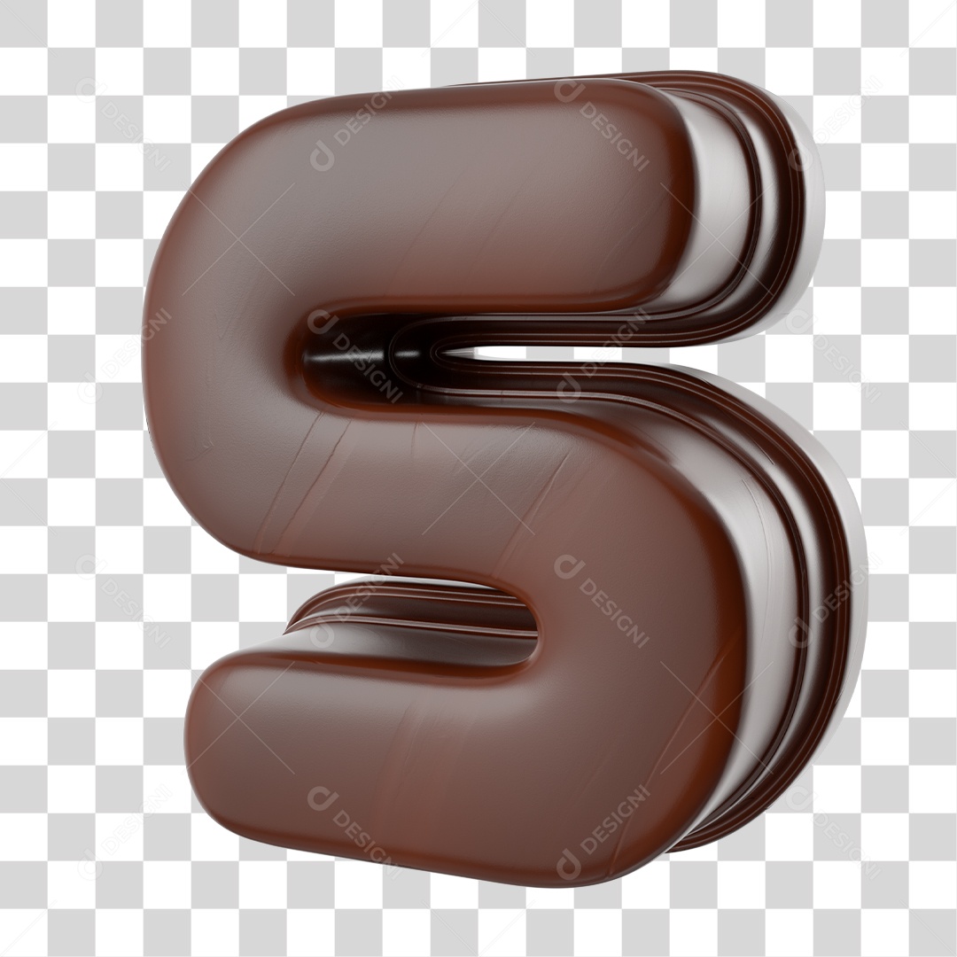 Elemento 3D Para Composição Letra S Com Textura de Chocolate PNG Transparente