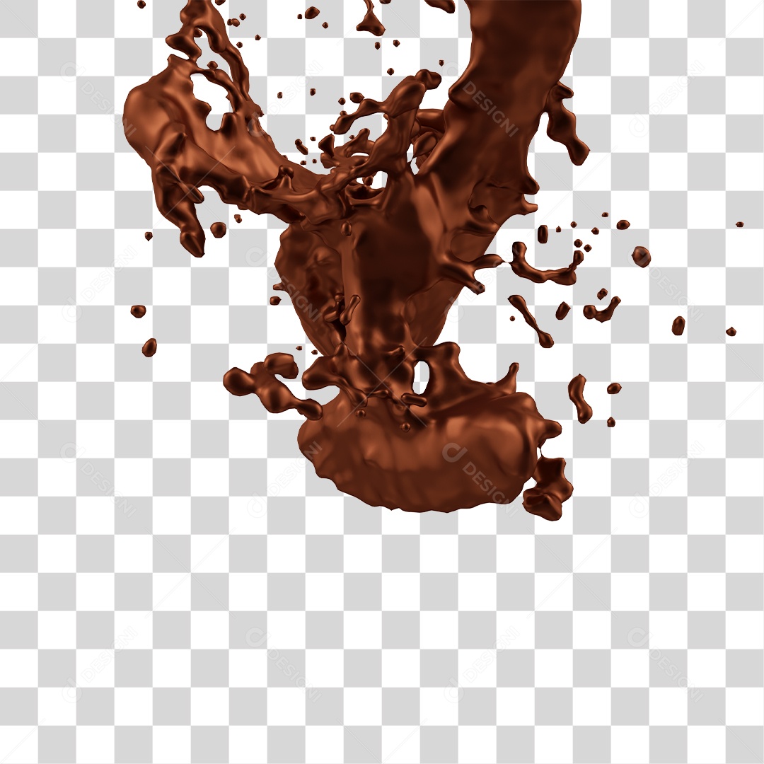 Respingo de Chocolate Elemento 3D Para Composição PNG Transparente