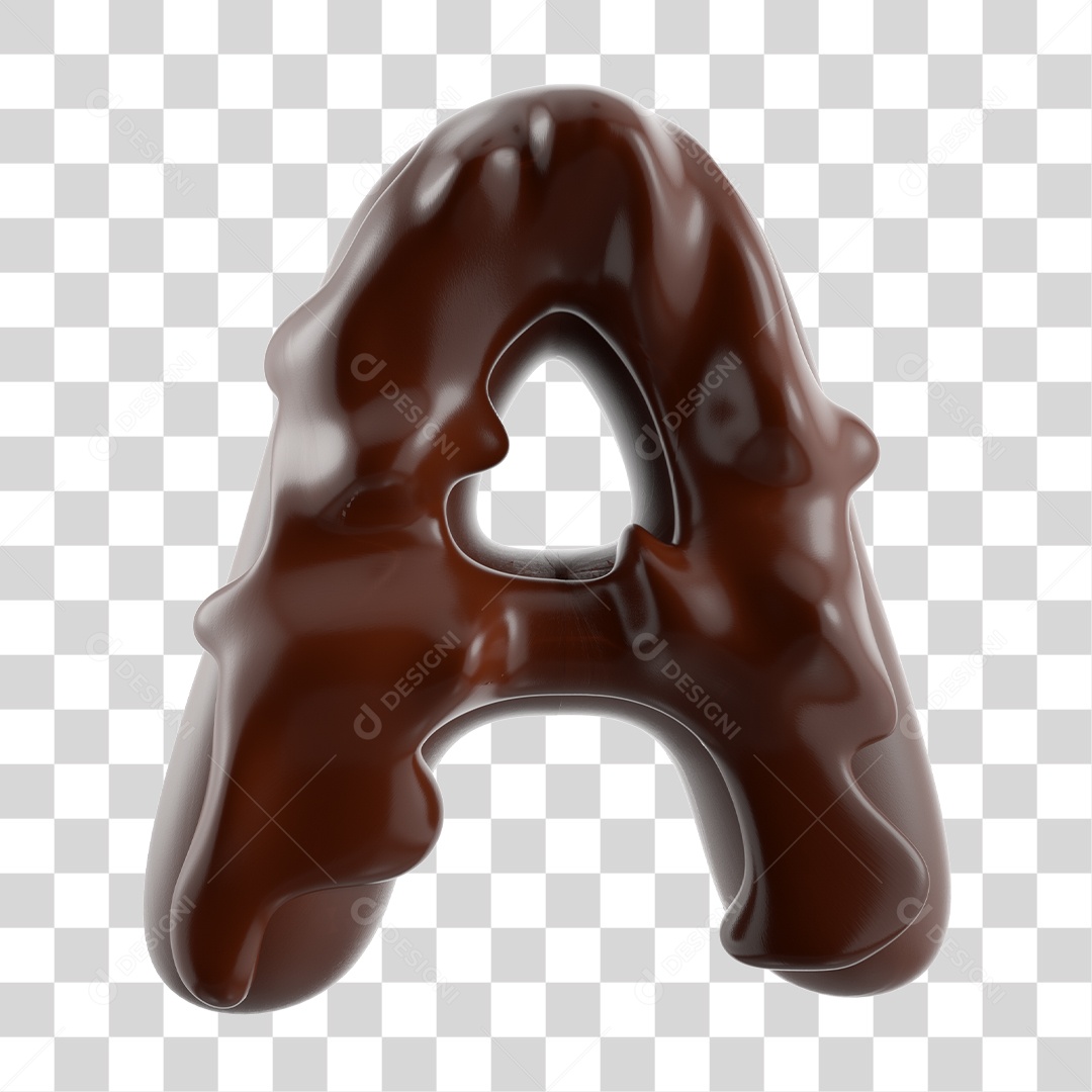 Elemento 3D Para Composição Letra A Com Textura de Chocolate PNG Transparente