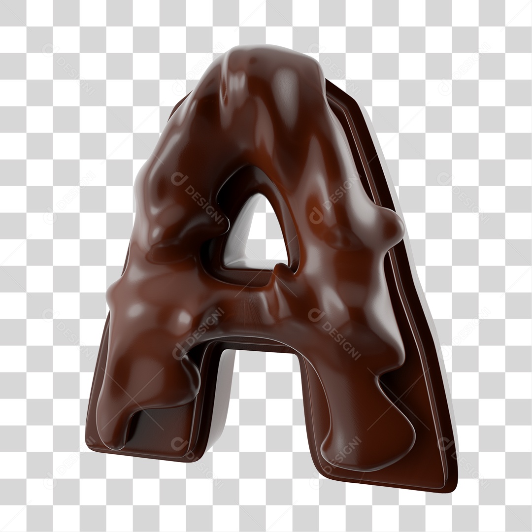 Elemento 3D Para Composição Letra A Com Textura de Chocolate PNG Transparente