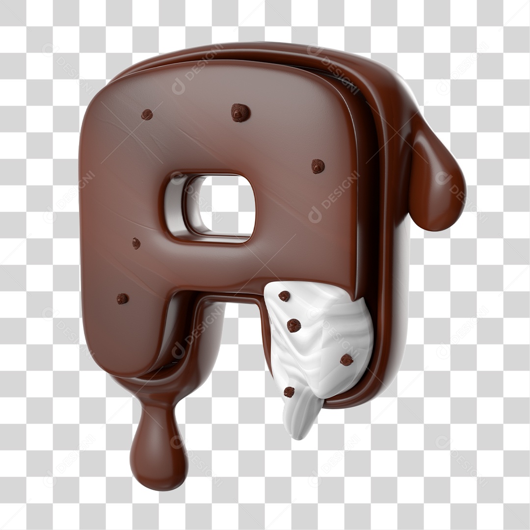 Elemento 3D Para Composição Letra A Com Textura de Chocolate PNG Transparente