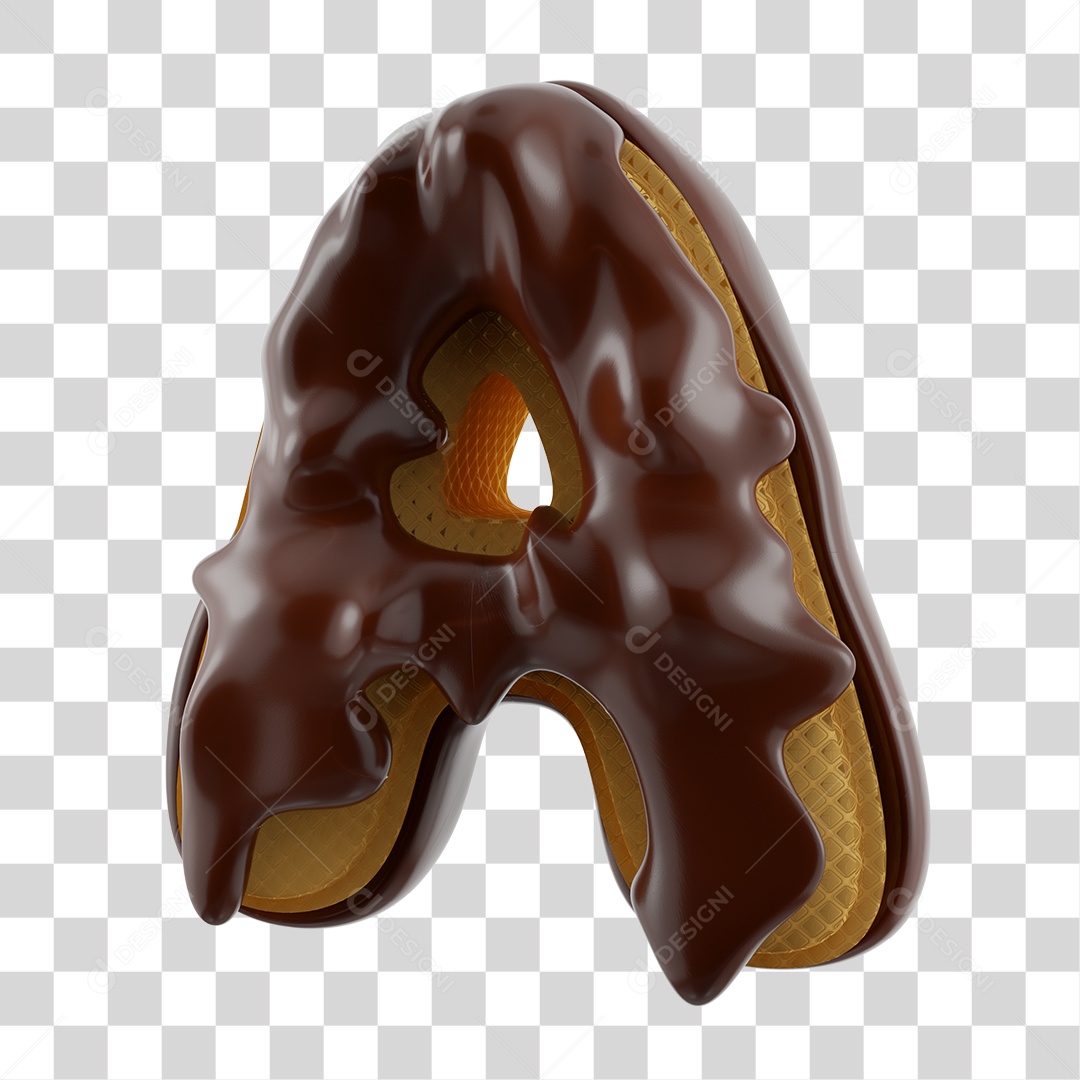 Elemento 3D Para Composição Letra A Com Textura de Chocolate PNG Transparente