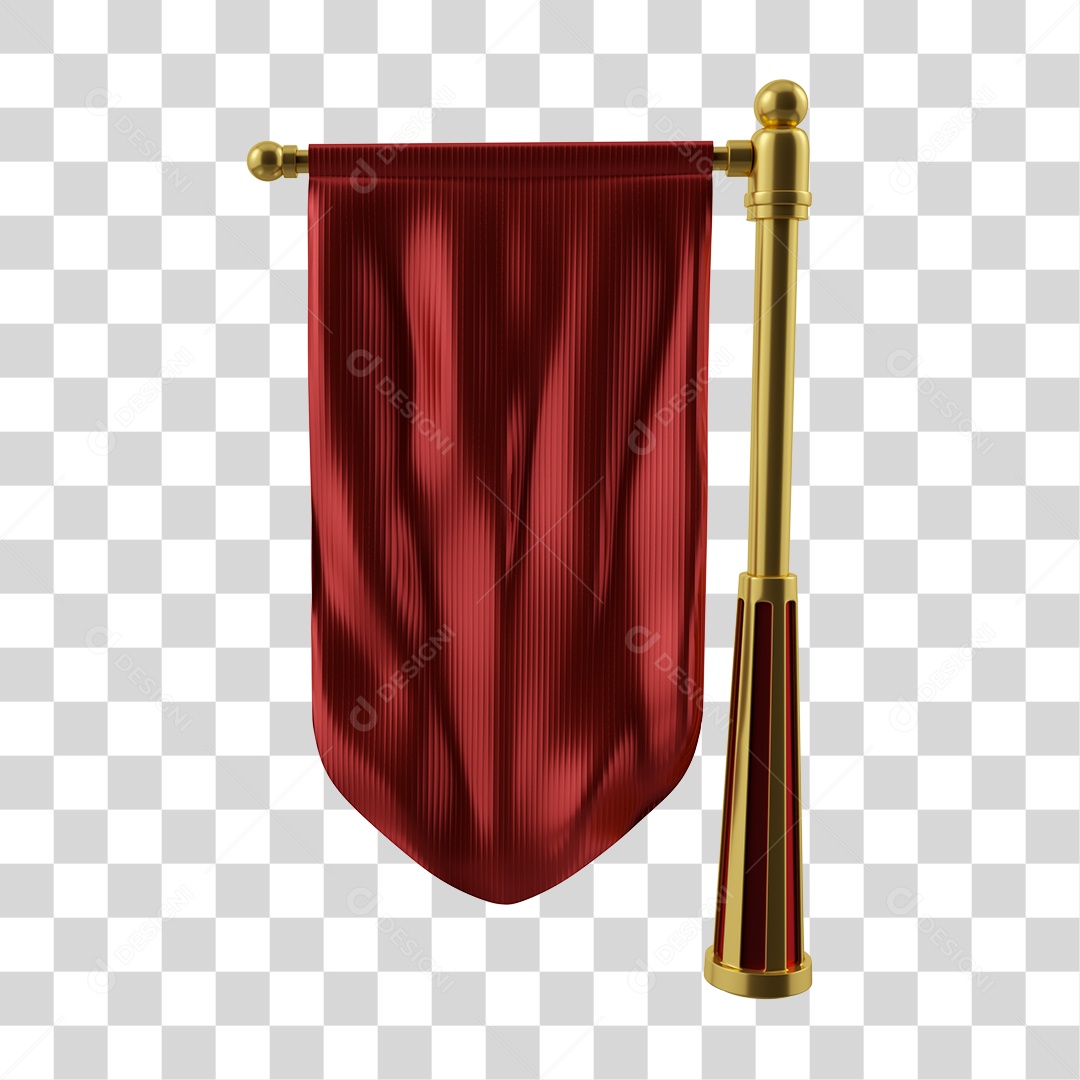 Elemento 3D Para Composição Bandeira Vermelha PNG Transparente