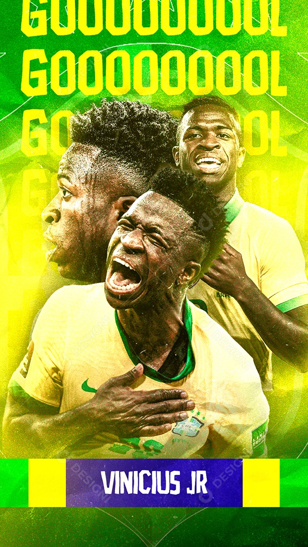Story Goool do Vinicius JR Copa do Mundo Futebol Social Media PSD Editável