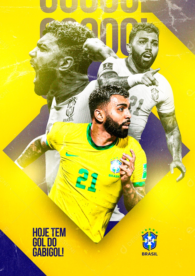 Hoje tem Gol do Gabi Gol Copa do Mundo Futebol Social Media PSD Editável