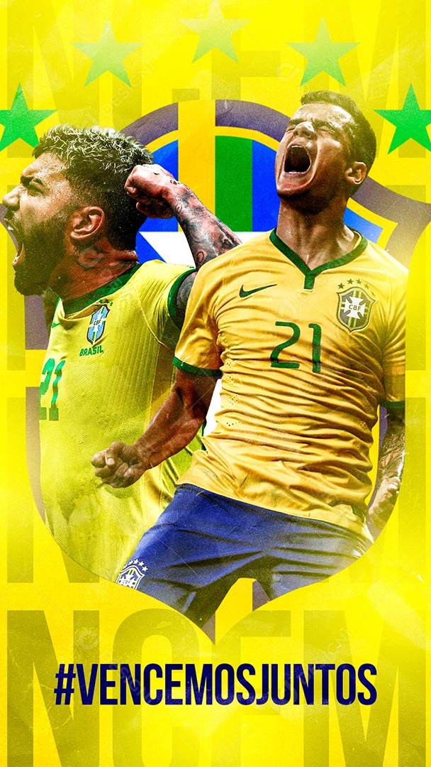 Story Vencemos Copa do Mundo Jogador Philippe Coutinho Futebol Social Media PSD Editável