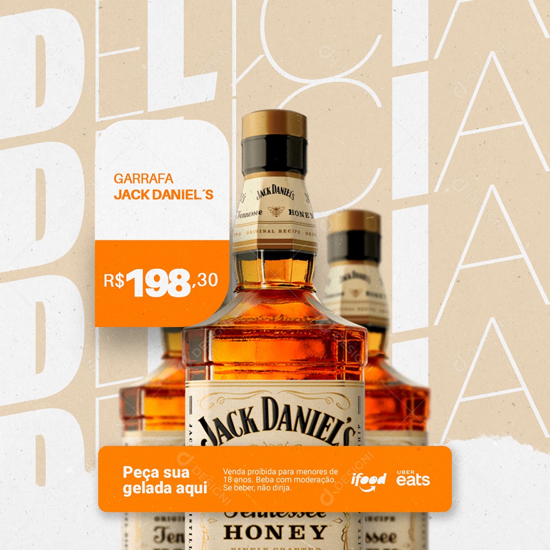 Garrafa Jack Daniel´s Cervejaria Social Media PSD Editável