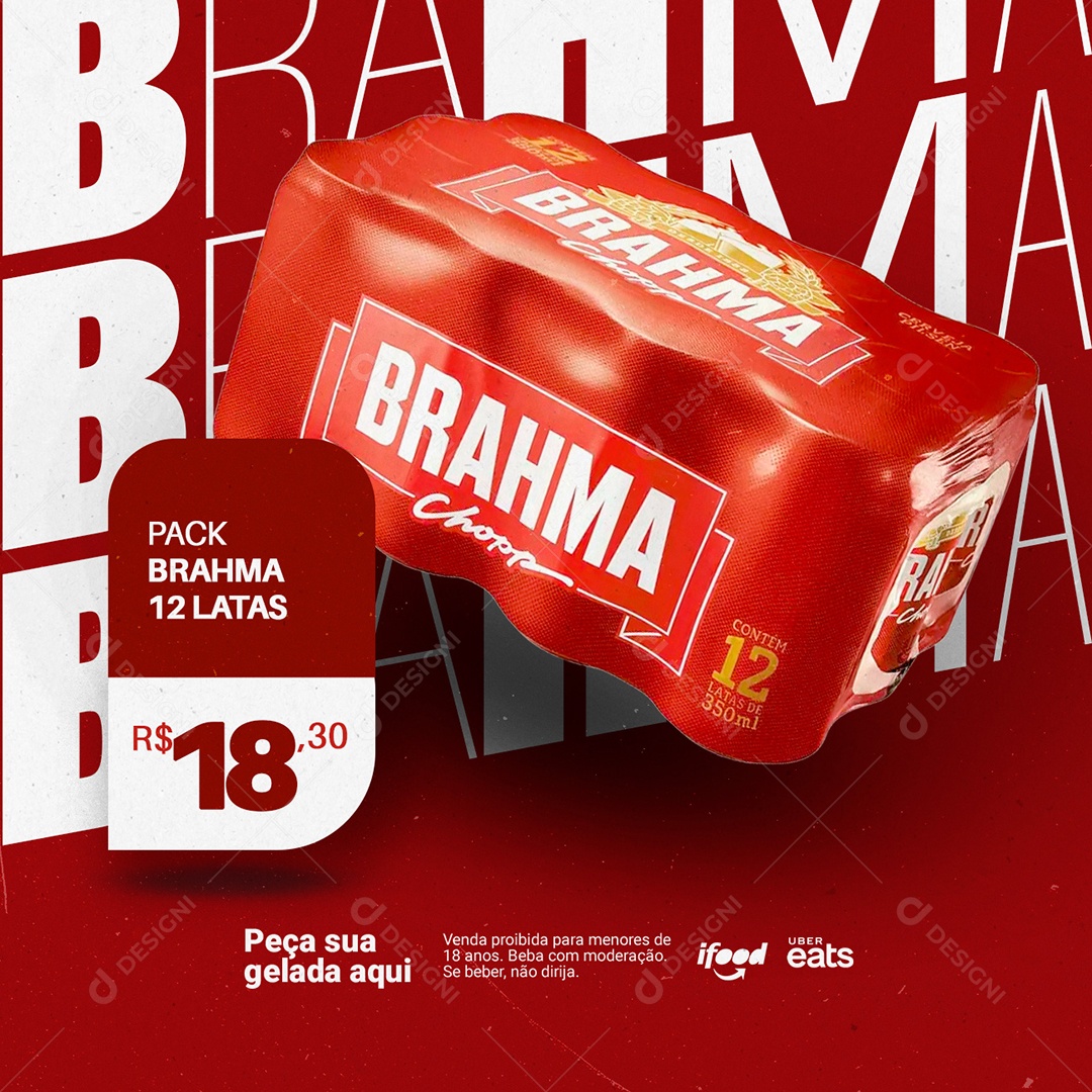 Pack Brahma 12 latas Cervejaria Social Media PSD Editável