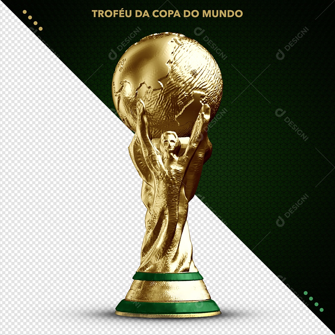 Troféu de Ouro da Copa Elemento 3D para Composição PSD