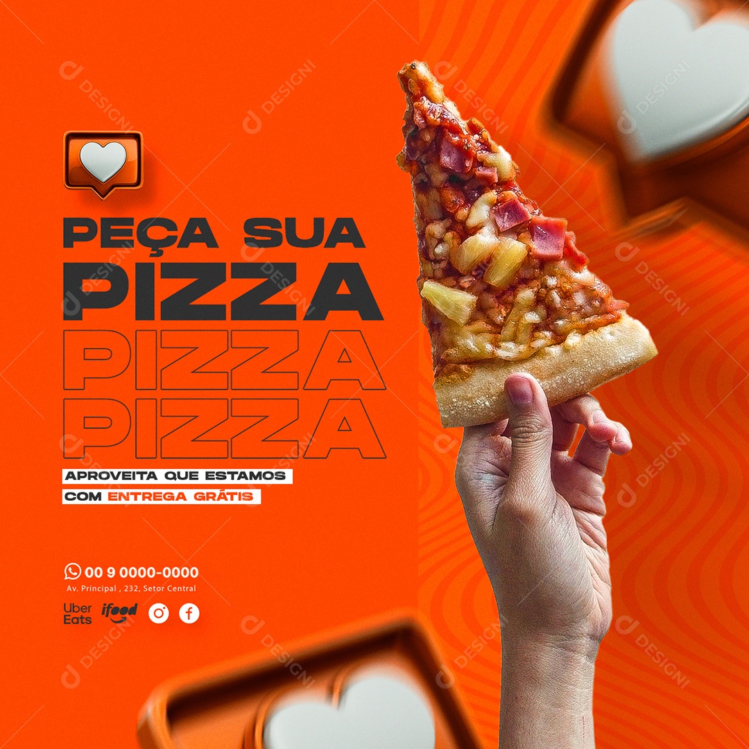 Pizzaria Peça Sua Pizza Social Media PSD Editável