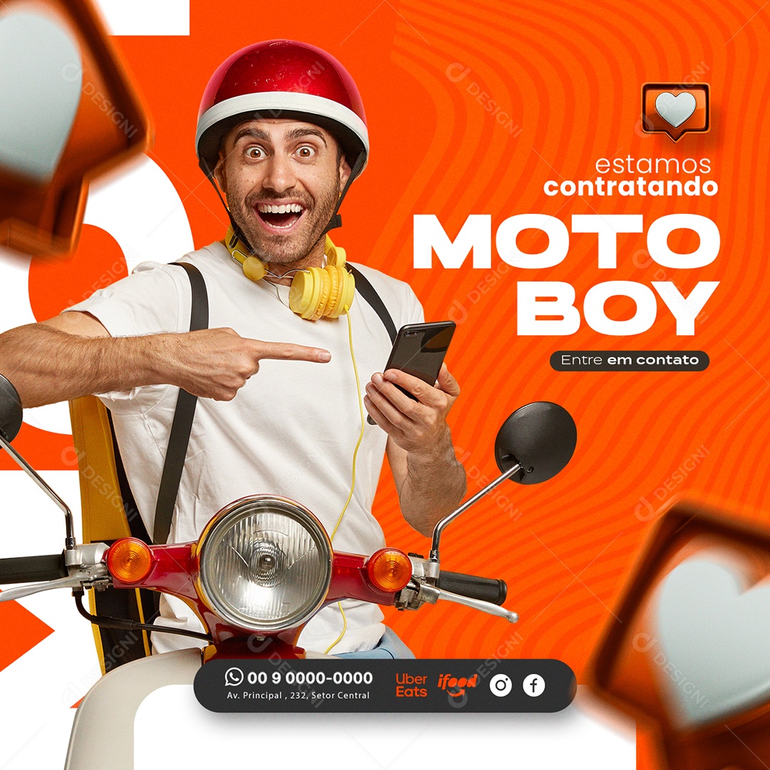 Estamos Contratando Motoboy Pizzaria Social Media PSD Editável